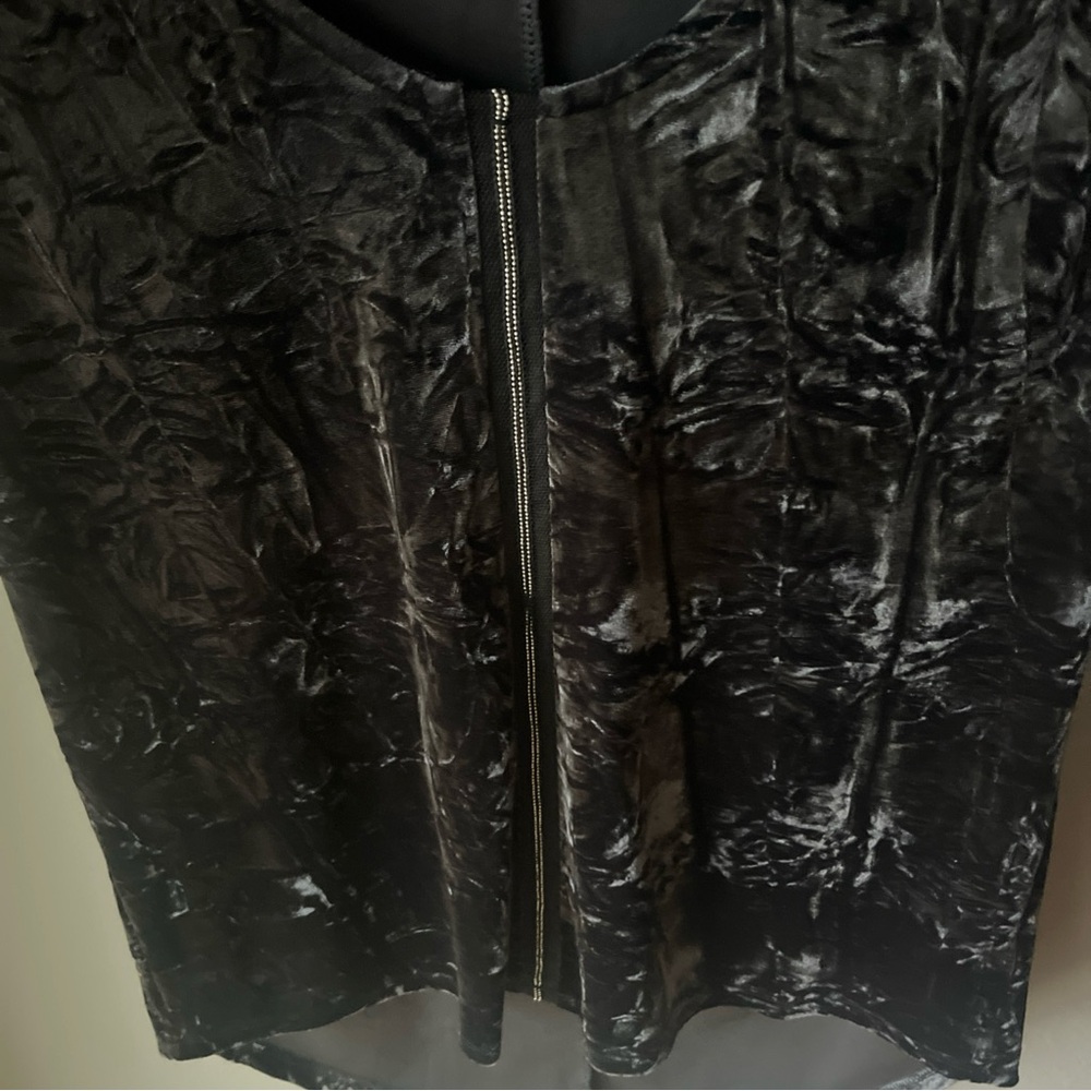 Rock & Republic Shirt Sz Small S Black Crushed Velvet Sleeveless Hilo Stretch - Picture 7 of 10